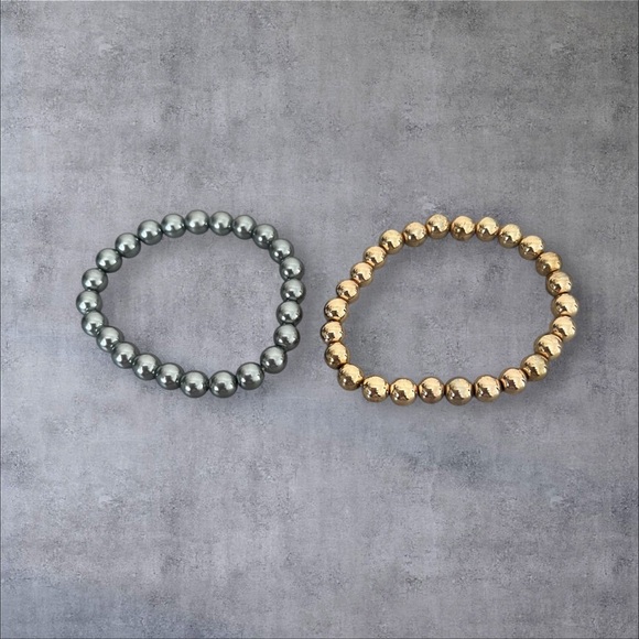 Set of 2 stretchy bracelet faux pearls - Picture 2 of 3